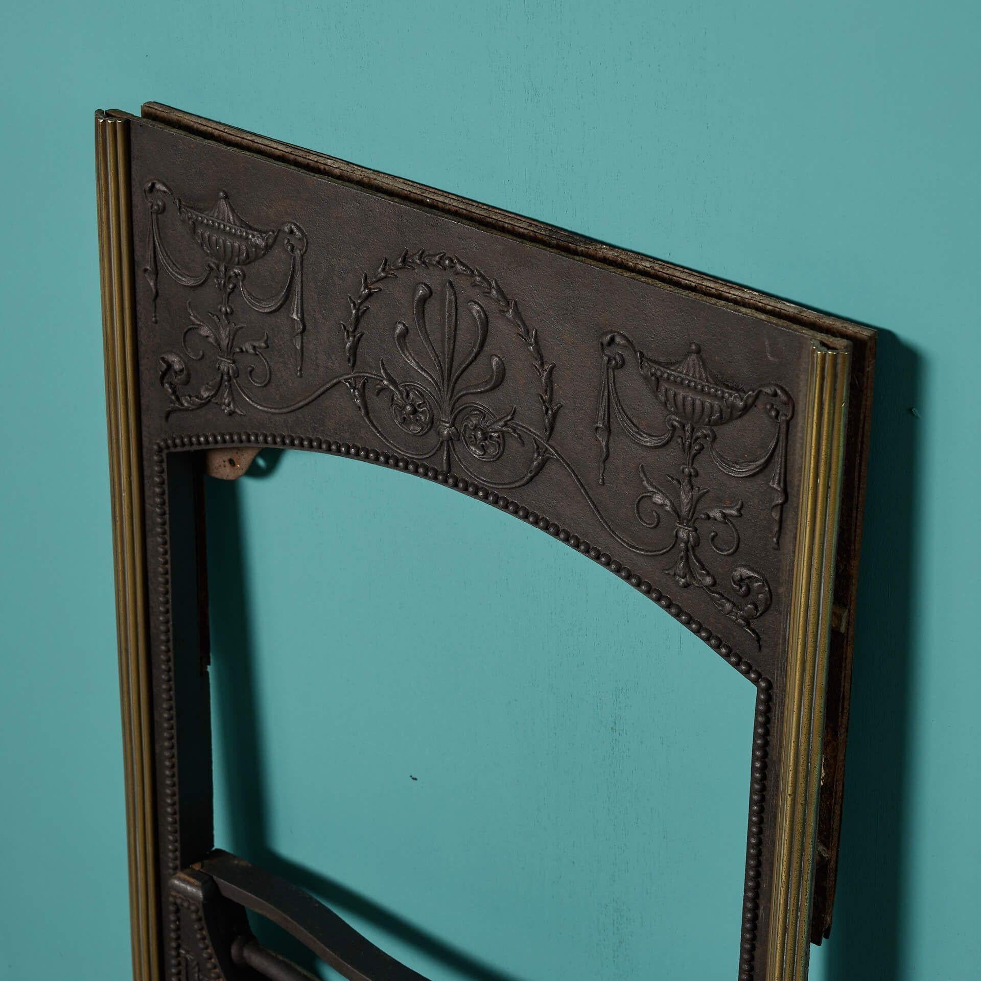 Regency Period Brass & Cast Iron Fire Insert For Sale 1