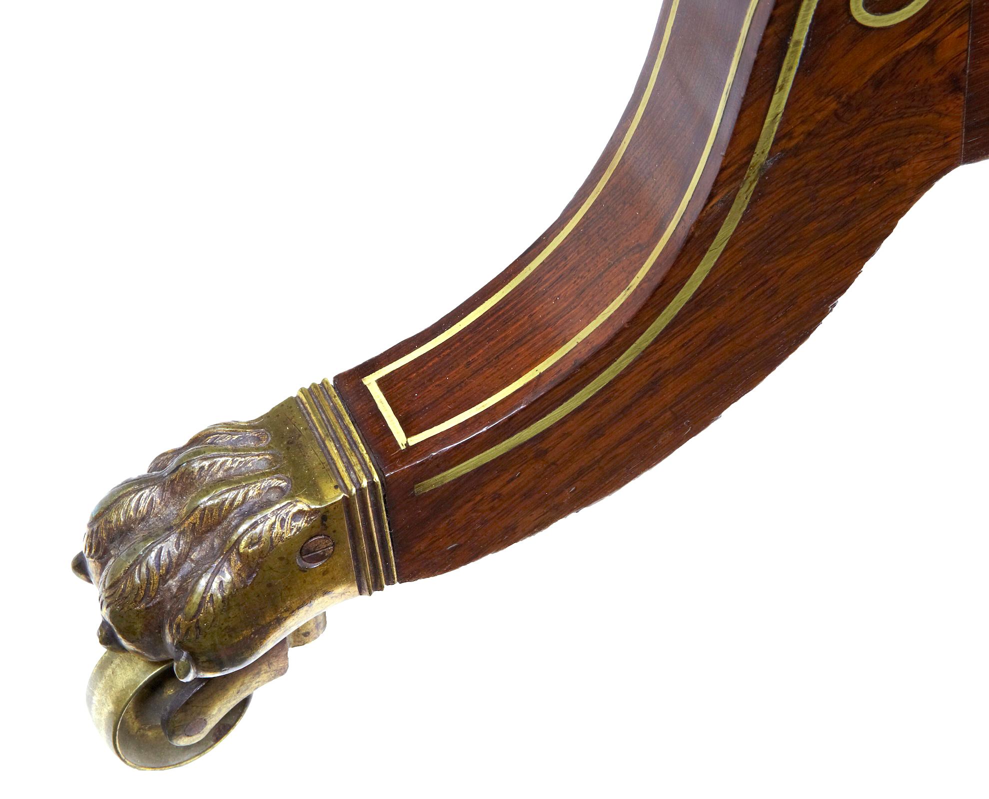 Regency Period Brass Inlaid Palisander Occasional Side Table In Good Condition In Debenham, Suffolk