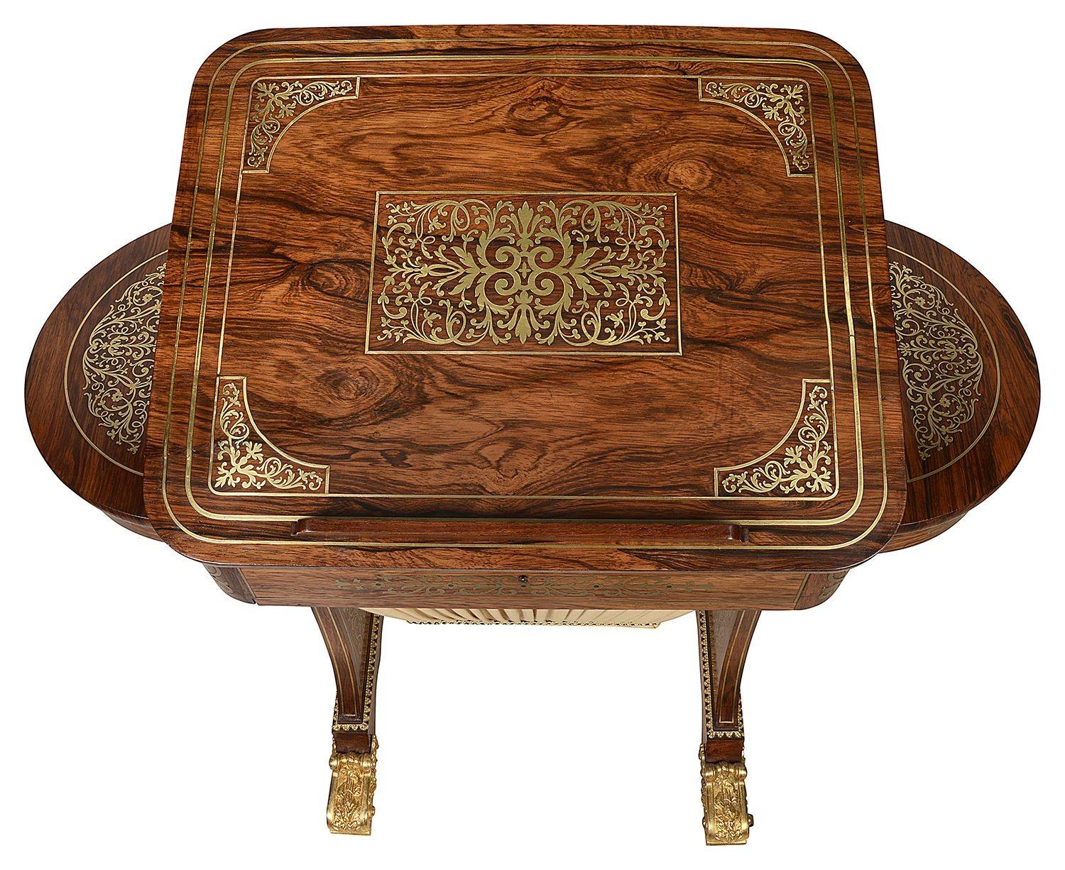 19th Century Regency Period Brass Inlaid Side Table, Attributed to John Maclean, circa 1820 For Sale