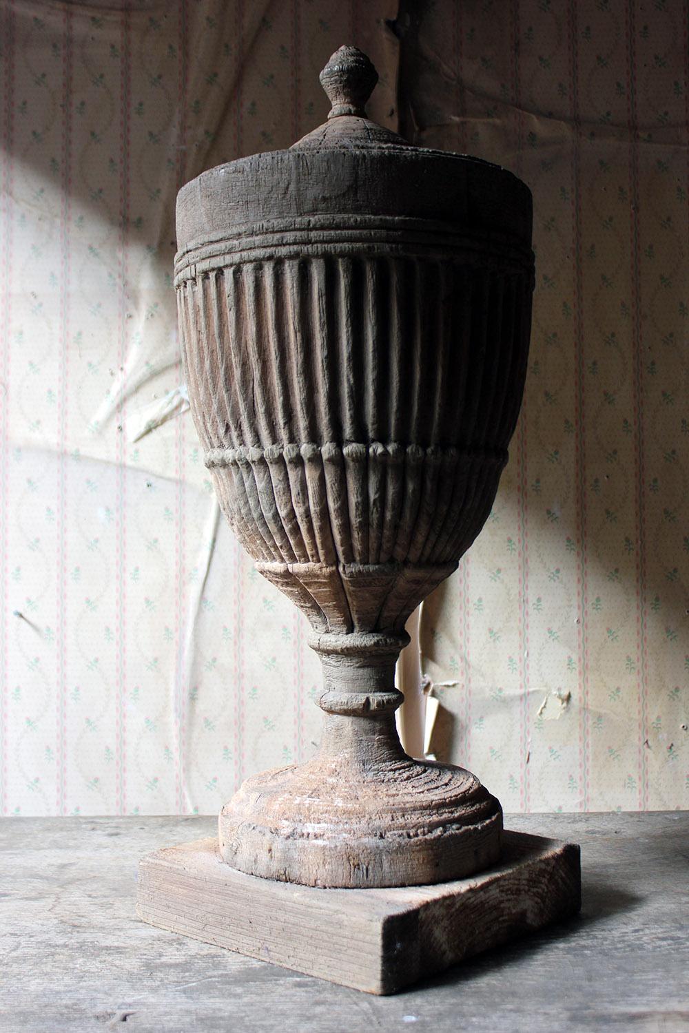 Regency Period Carved Stripped Pine Neoclassical Architectural Urn, circa 1800 8