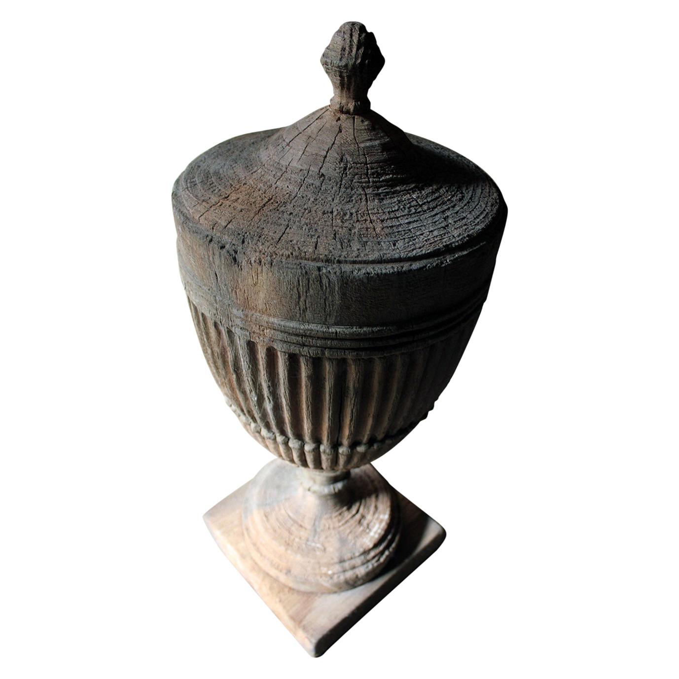 Regency Period Carved Stripped Pine Neoclassical Architectural Urn, circa 1800