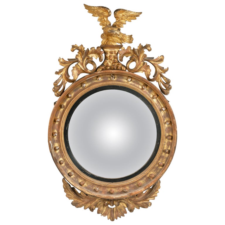 Regency Period Convex Circular Mirror For Sale