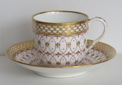 Regency Period Derby Cup and Saucer Duo Hand Painted, Circa 1830