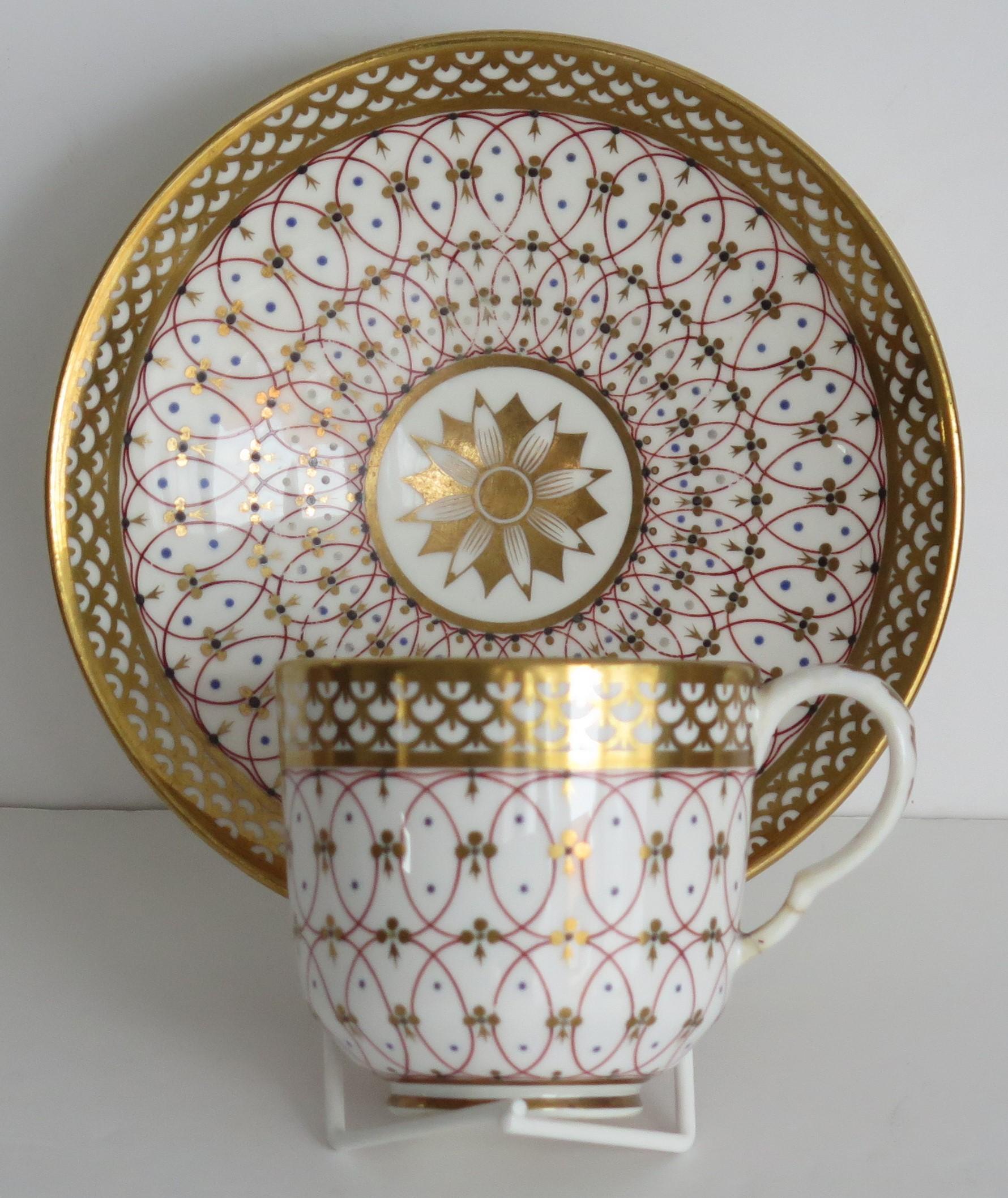 Hand-Painted Regency Period Derby Cup and Saucer Duo Hand Painted, Circa 1830 For Sale