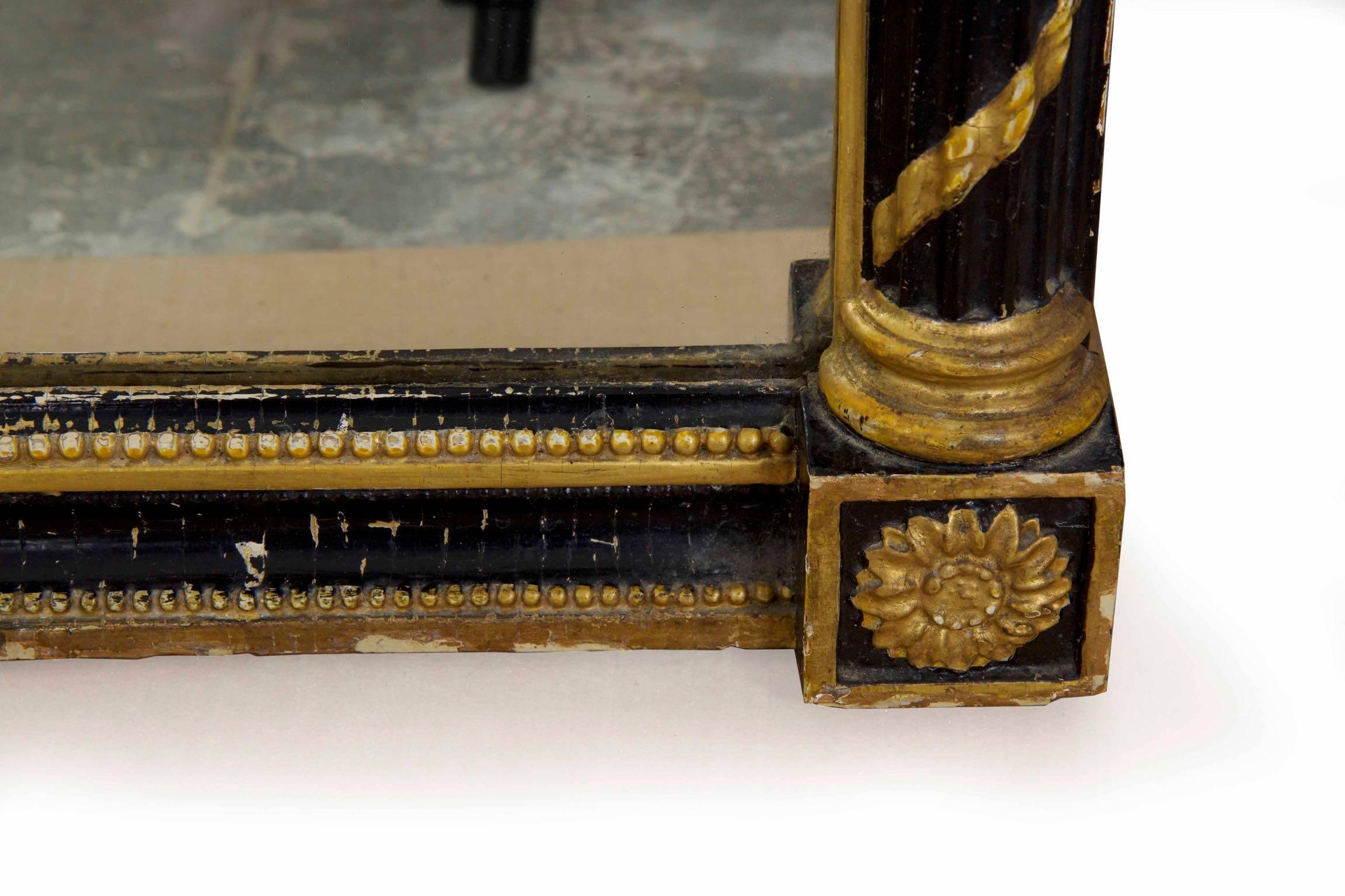 Regency Period Ebonized and Parcel Gilt Pier Mirror circa 1815 9