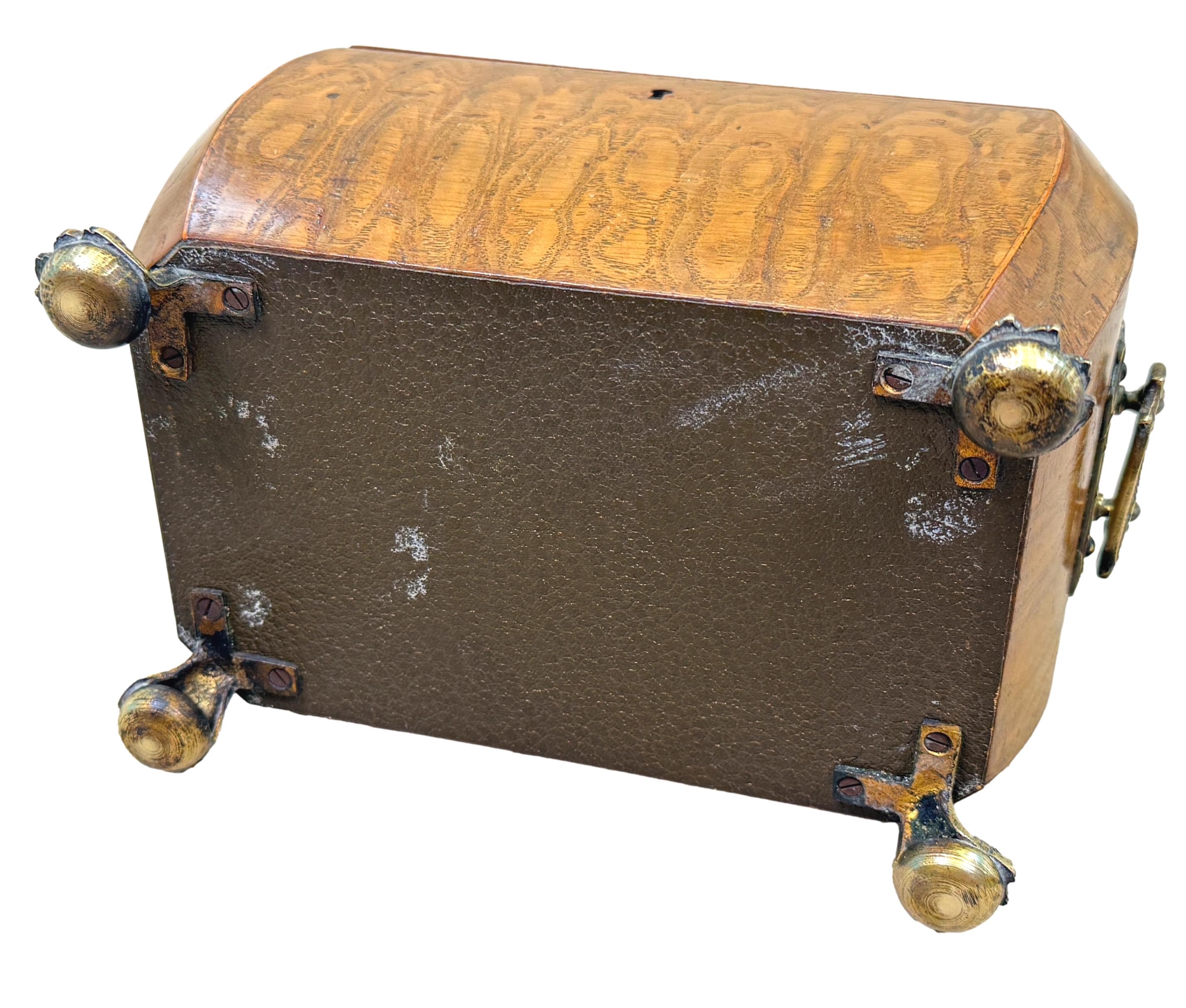 Regency Period Elm Curved Bombe Tea Caddy For Sale 5