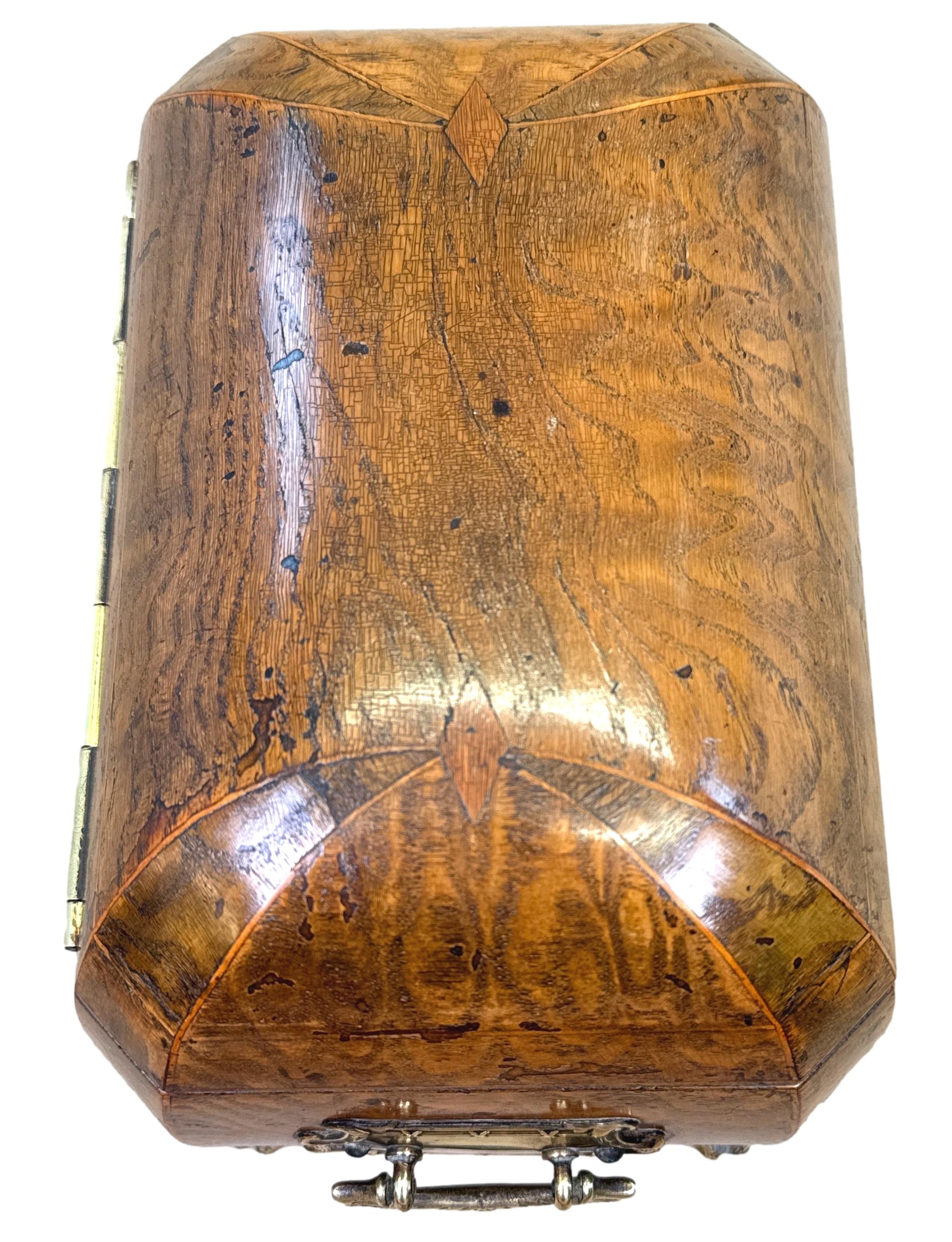 Regency Period Elm Curved Bombe Tea Caddy For Sale 3