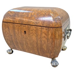 Antique Regency Period Elm Curved Bombe Tea Caddy