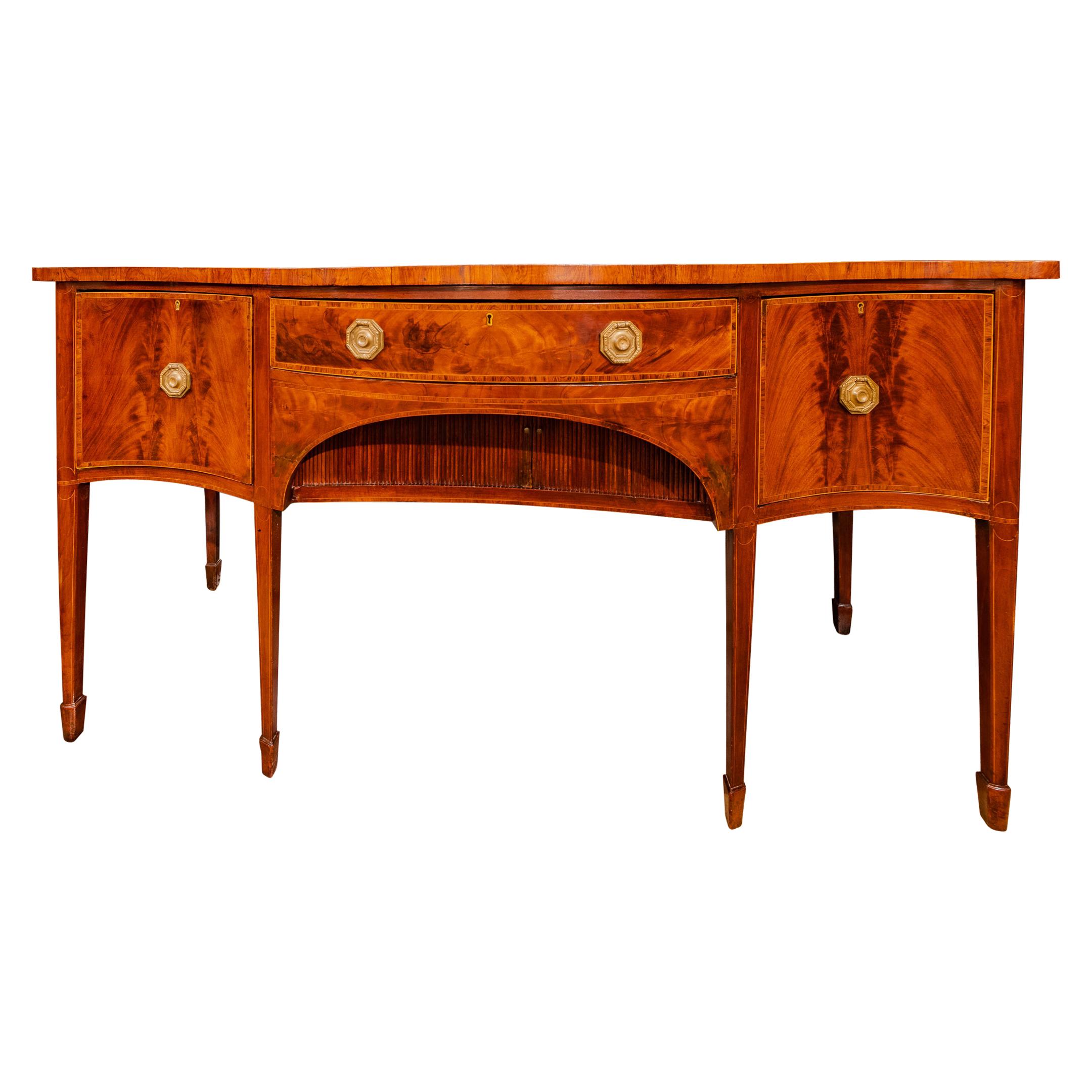 Regency Period Flame Mahogany and Rosewood Inlayed Sideboard
