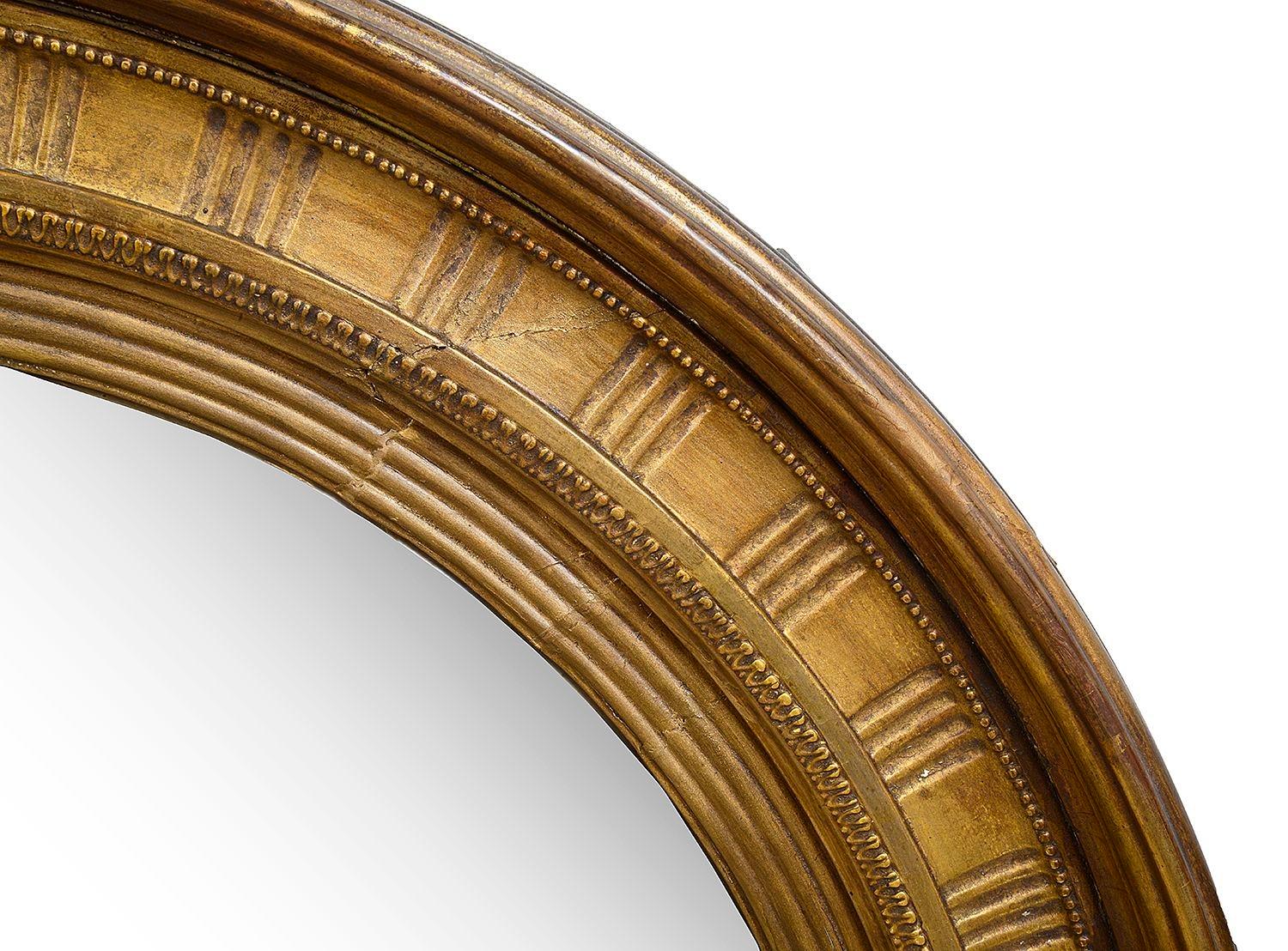 19th Century Regency period giltwood Convex mirror. For Sale