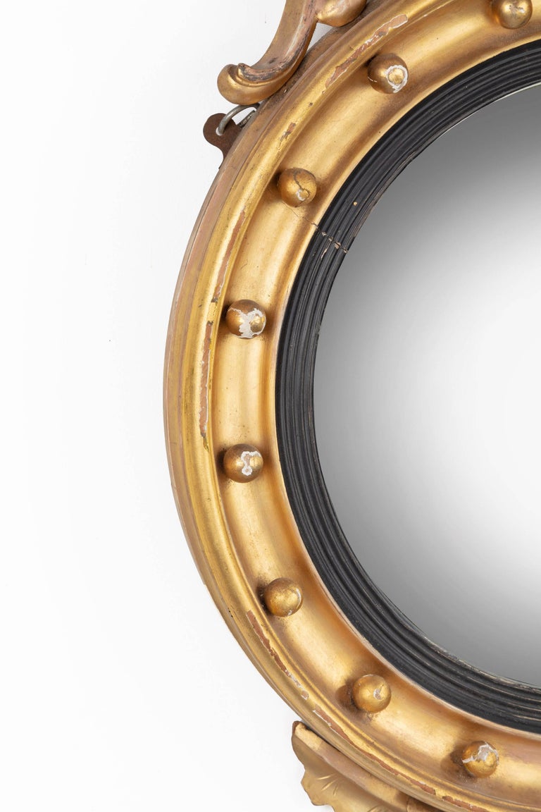 Regency Period Giltwood Convex Wall Mirror For Sale at 1stDibs