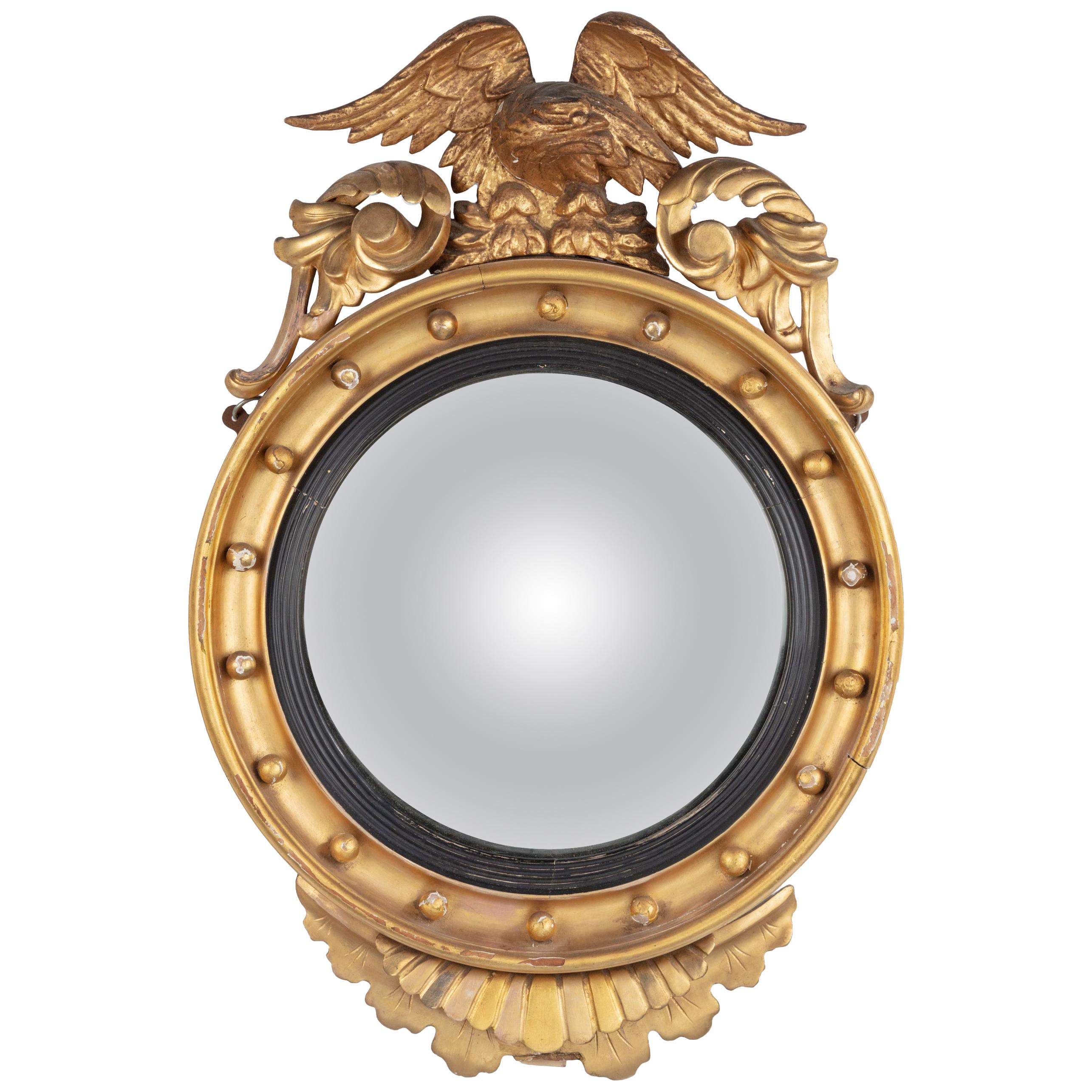 Regency Period Giltwood Convex Wall Mirror For Sale at 1stDibs