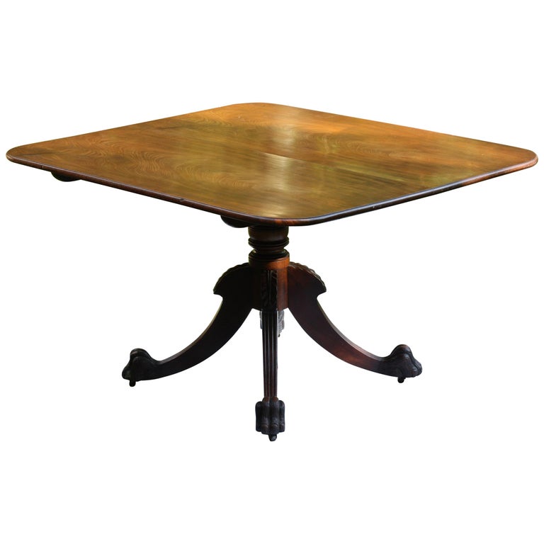 Regency Period Irish Mahogany Tilt Top Breakfast Table with Claw and