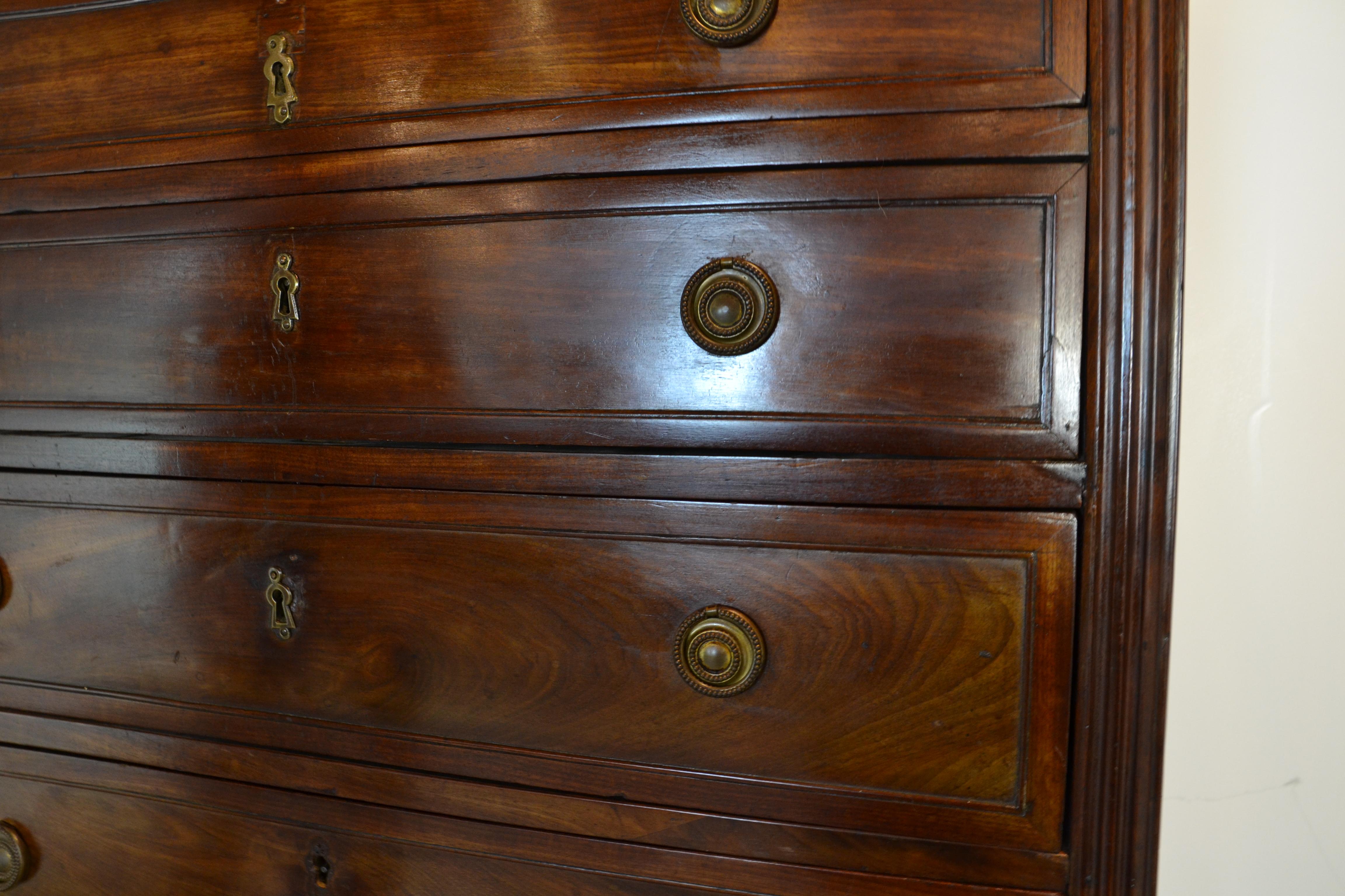 Regency Period Italian Mahogany Highboy Chest of Drawers In Good Condition In Pomona, CA
