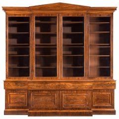 Regency Period Mahogany Breakfront Secretaire Bookcase by Gillows