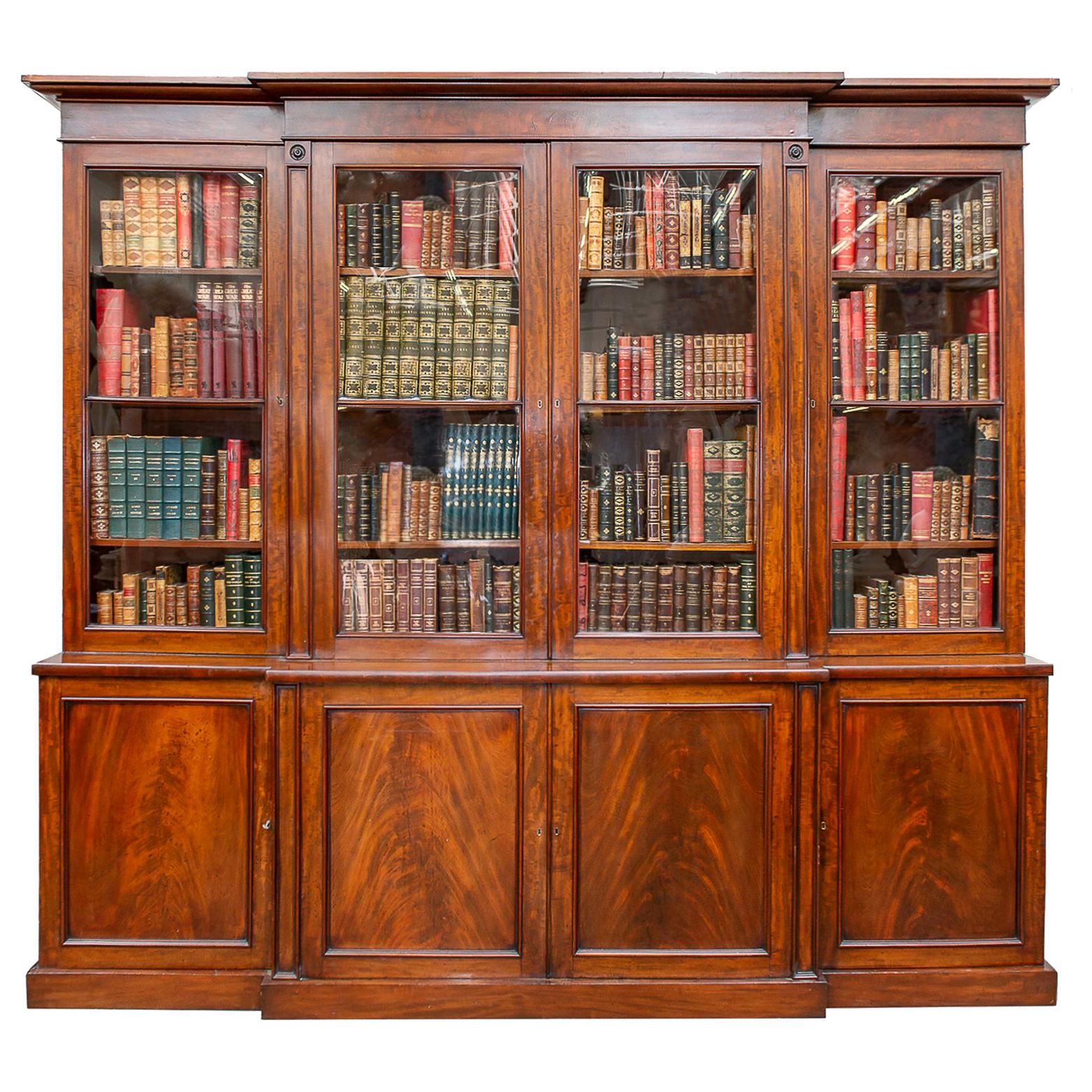 Regency period Mahogany Breakfronted Library bookcase, circa 1820-1830