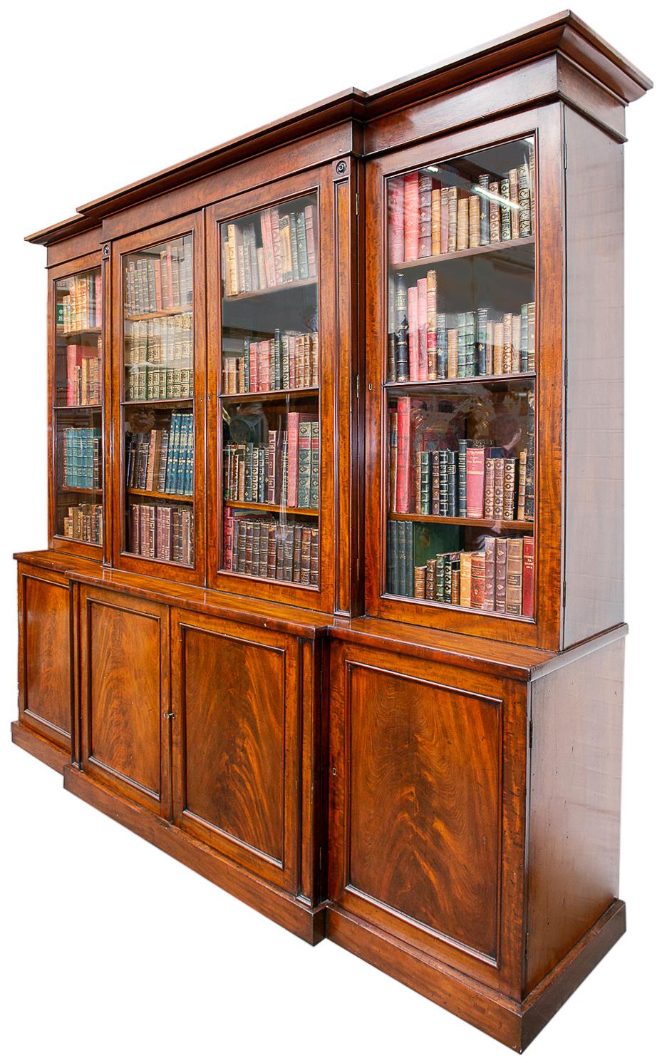English Regency period Mahogany Breakfronted Library bookcase, circa 1820-1830