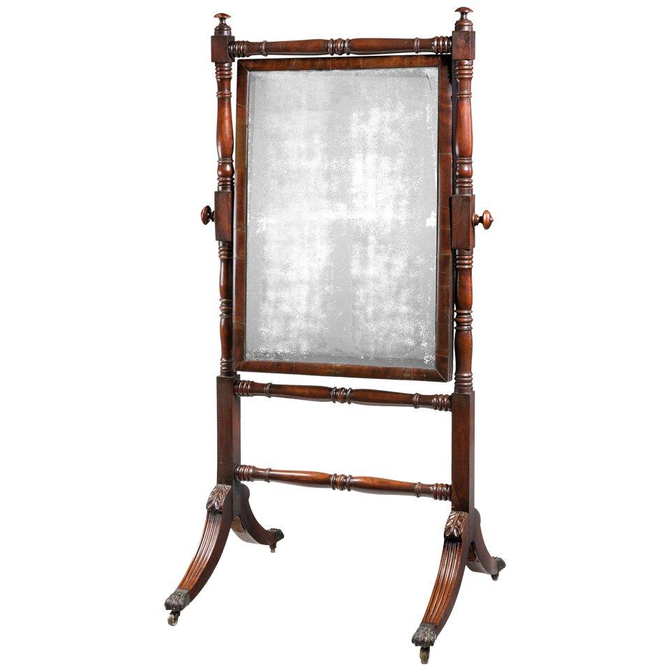 Regency Period Mahogany Cheval Mirror