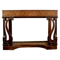 Regency Period Mahogany Console Table with Inlaid Satinwood