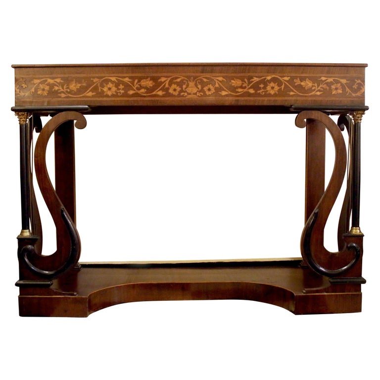 Regency Period Mahogany Console Table with Inlaid Satinwood For Sale