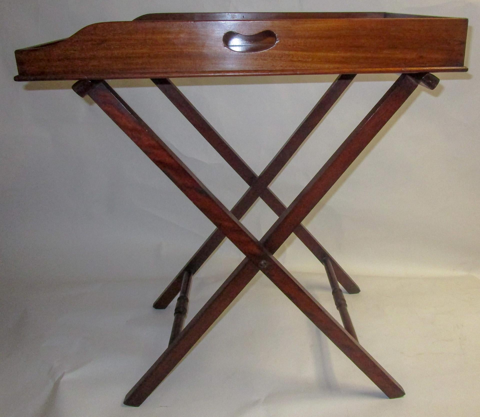 Early 19th Century Regency Period Mahogany English Butler's Tray on Stand