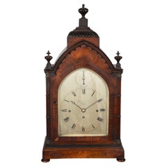 Used Regency period Mahogany Gothic mantel clock.