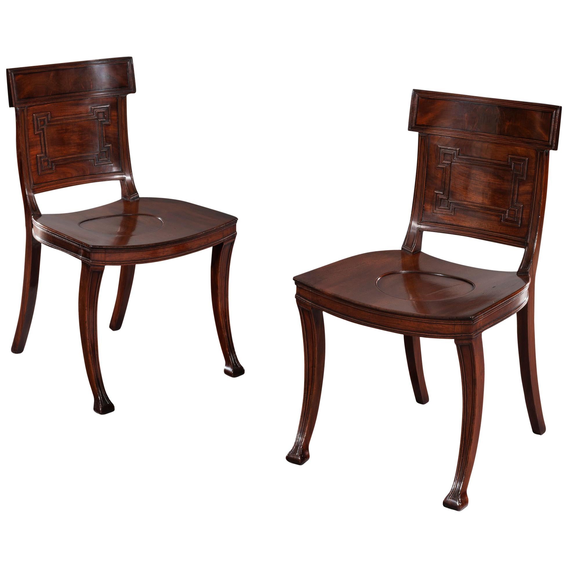 Regency Period Mahogany Hall Chairs Made by Eldward, Marsh & Tatham