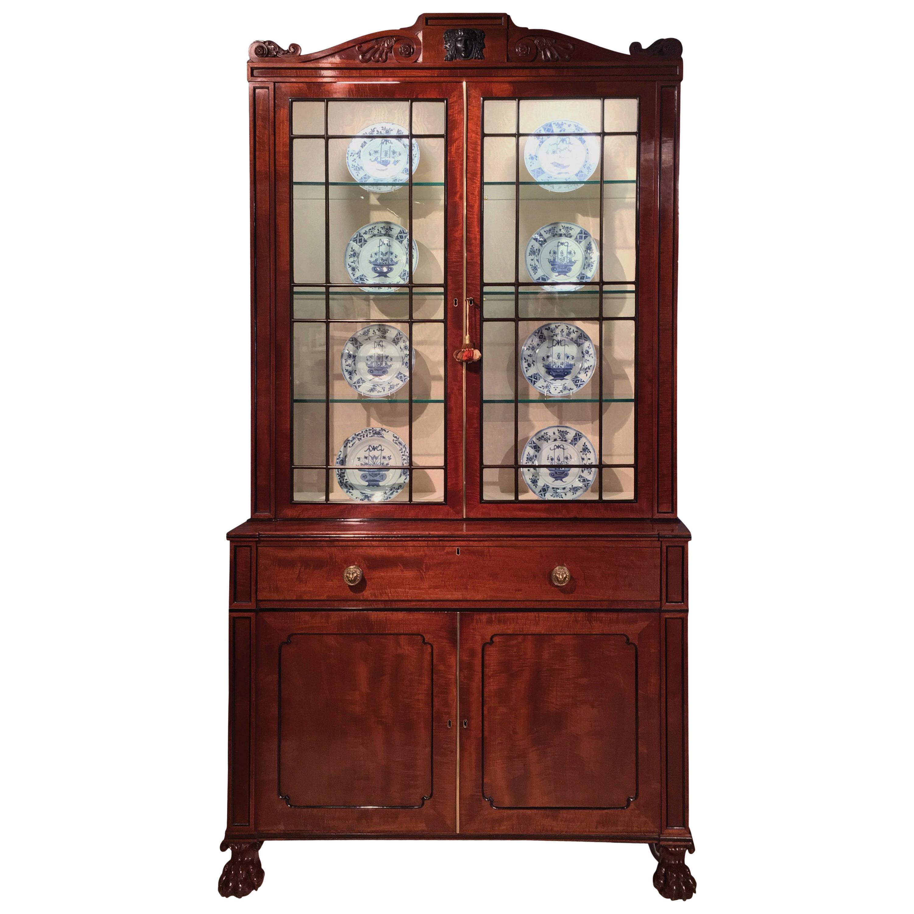 Regency Period Mahogany Secretaire Bookcase, Designs by Thomas Hope
