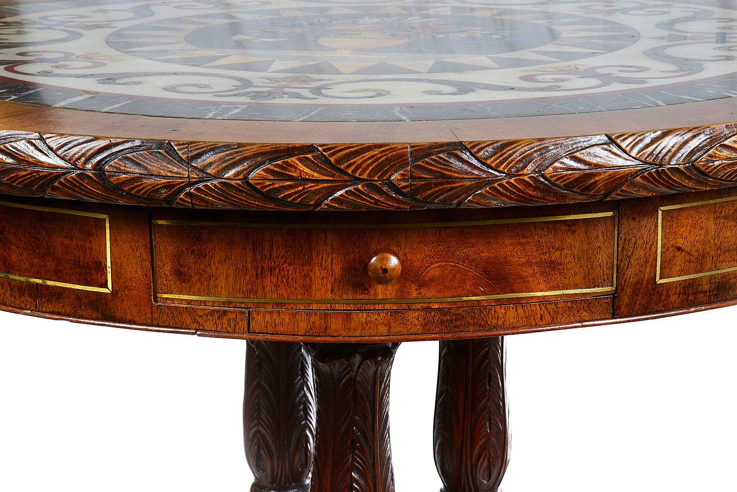 19th Century Regency period Maltese specimen marble top centre table. For Sale