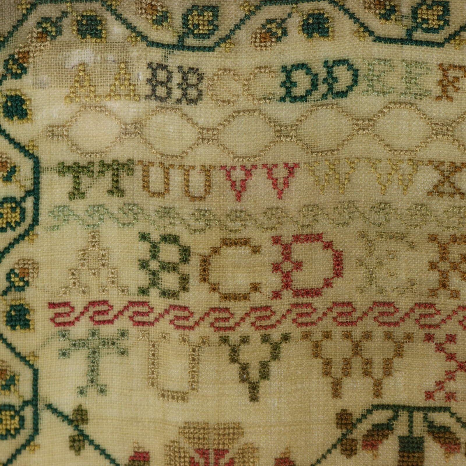 Soie Sampler de Norfolk de l'époque de la Régence, 1828, par E A Giscard âgé de 12 ans en vente