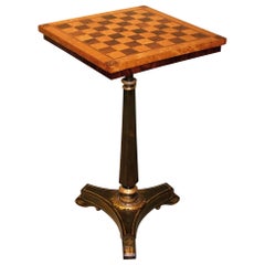 Regency Period Oak and Bird's-Eye Maple Chess Table