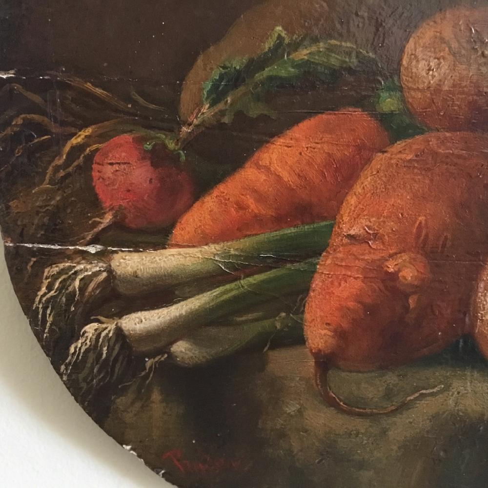 French Regency Period Oil on Panel Still Life of Vegetables