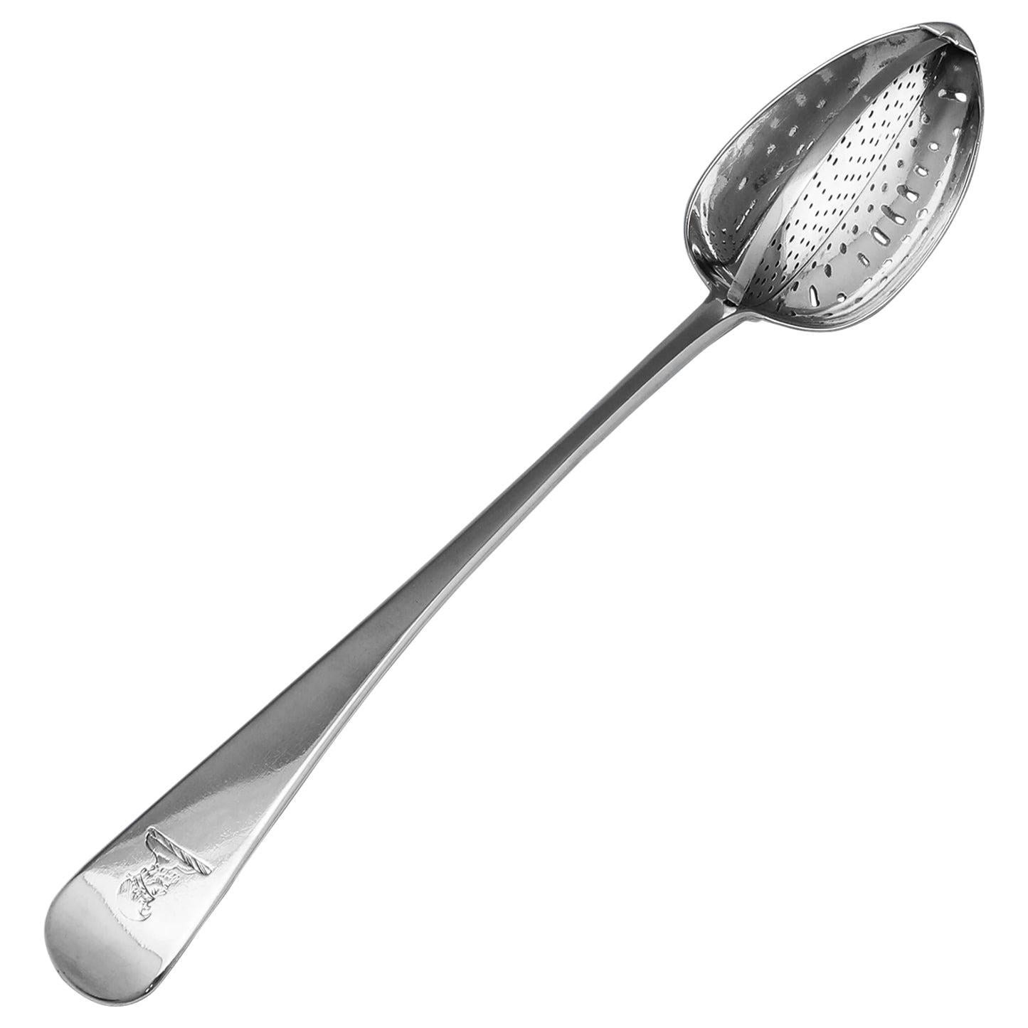 Regency Period Old English Antique Sterling Silver Straining Spoon Exeter, 1815