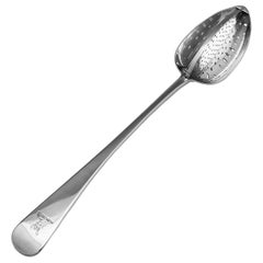 Regency Period Old English Antique Sterling Silver Straining Spoon Exeter, 1815