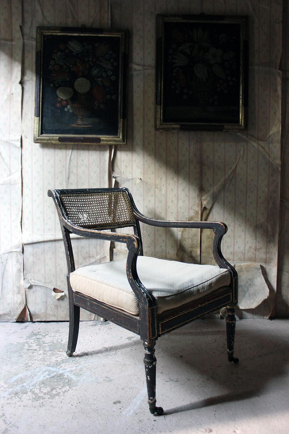 Regency Period Parcel-Gilt and Painted Open Armchair, circa 1820 5