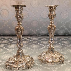 Chandeliers en plaqué Sheffield de style néo-rococo de la période Régence, par T et J Creswick