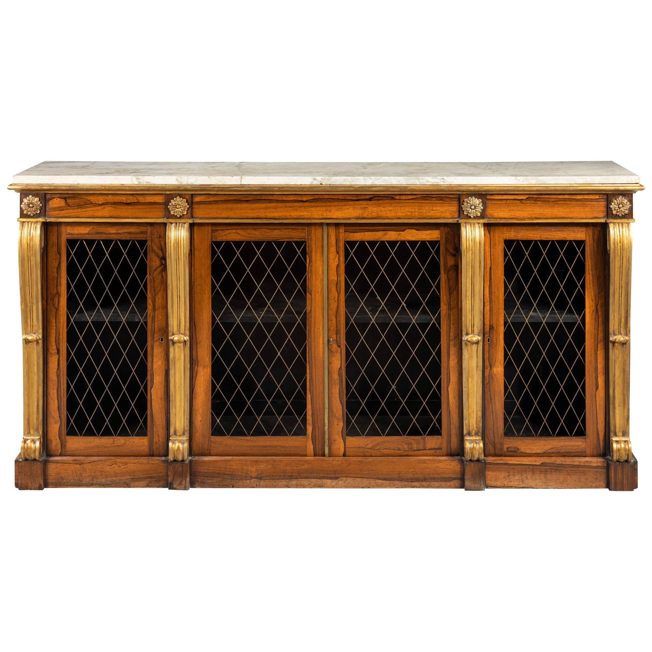 Regency Period Rosewood and Parcel-Gilt Side Cabinet
