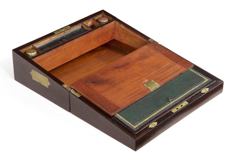 Regency Period Rosewood Antique Lap Desk Writing Slope, England Regency Period Rosewood Antique Lap Desk Writing Slope, England, circa 1830 For Sale 3 - Regency Period Rosewood Antique Lap Desk Writing Slope, England