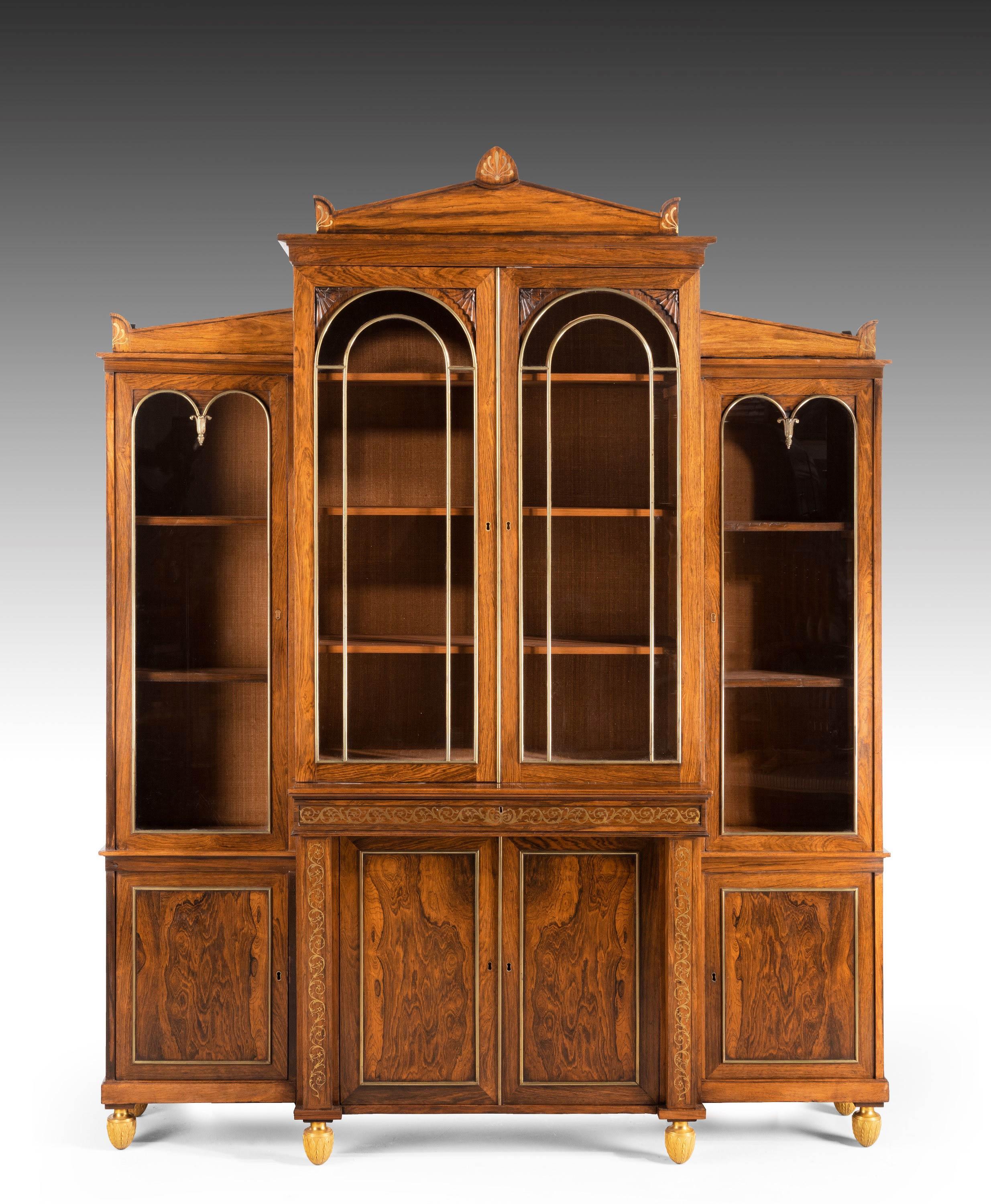 English Regency Period Rosewood Bookcase / China Cabinet For Sale