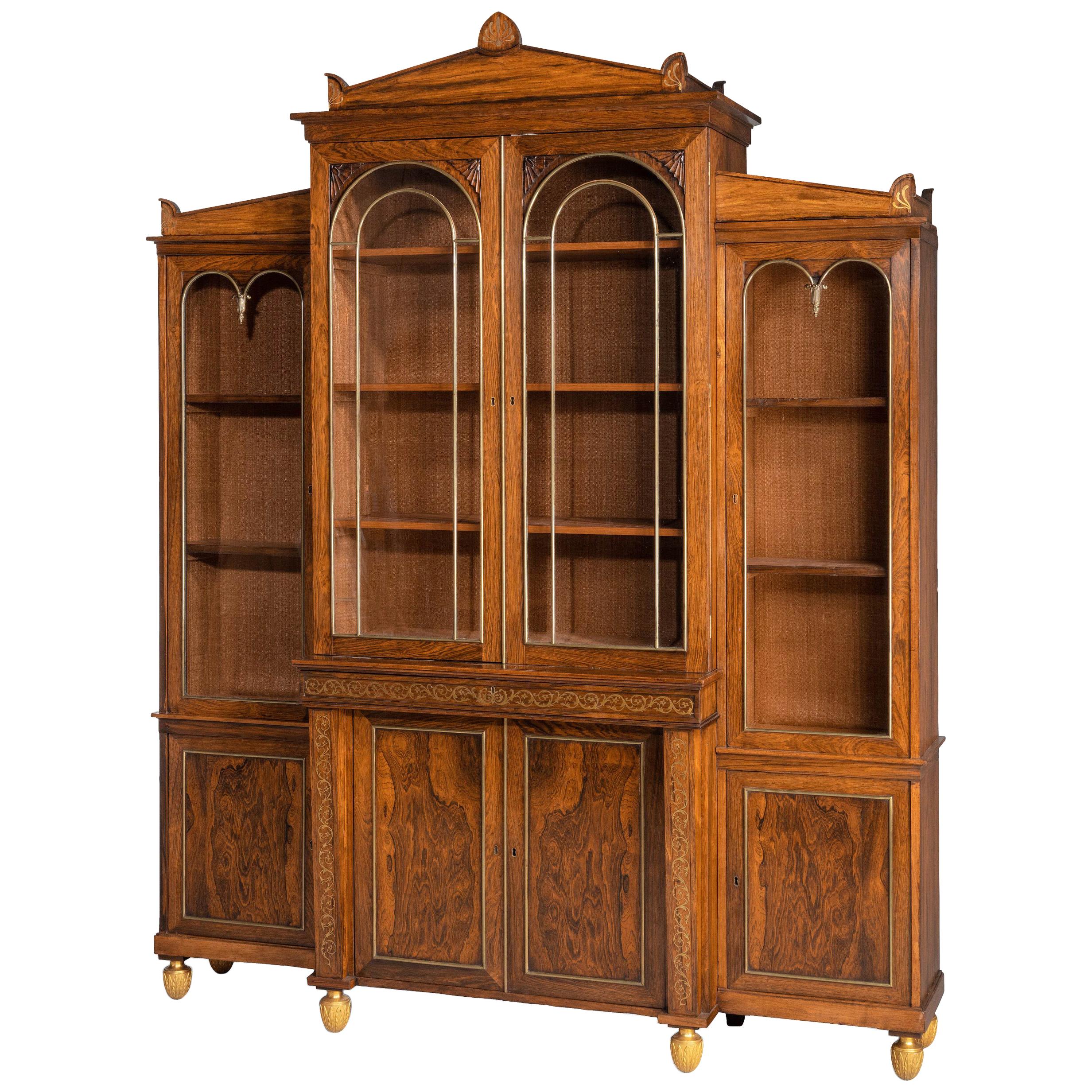 Regency Period Rosewood Bookcase / China Cabinet For Sale