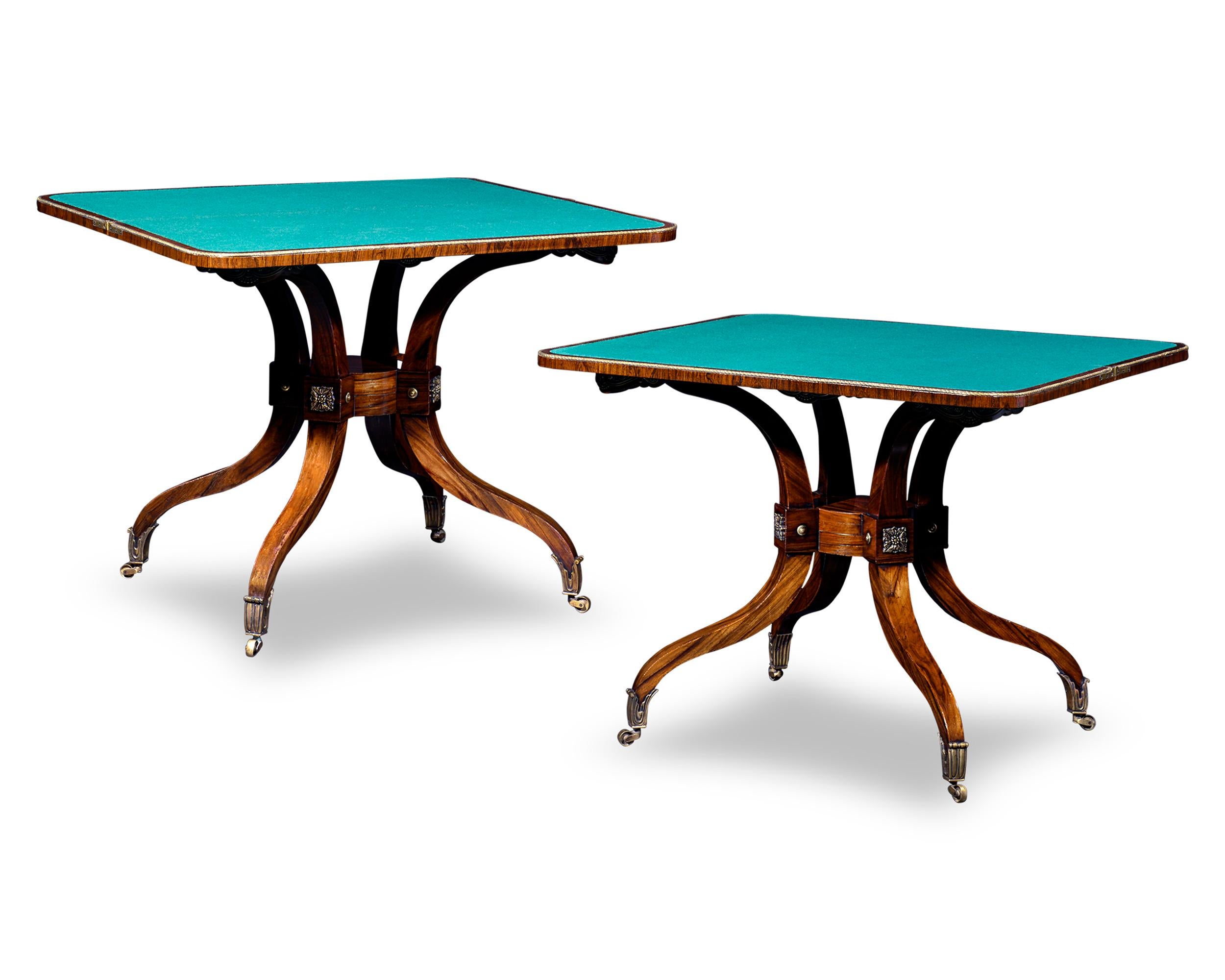 English Regency-Period Rosewood Card Tables For Sale