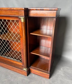 Regency Period Rosewood Credenza or Bookcase with Bronze Capitols and Grillwork