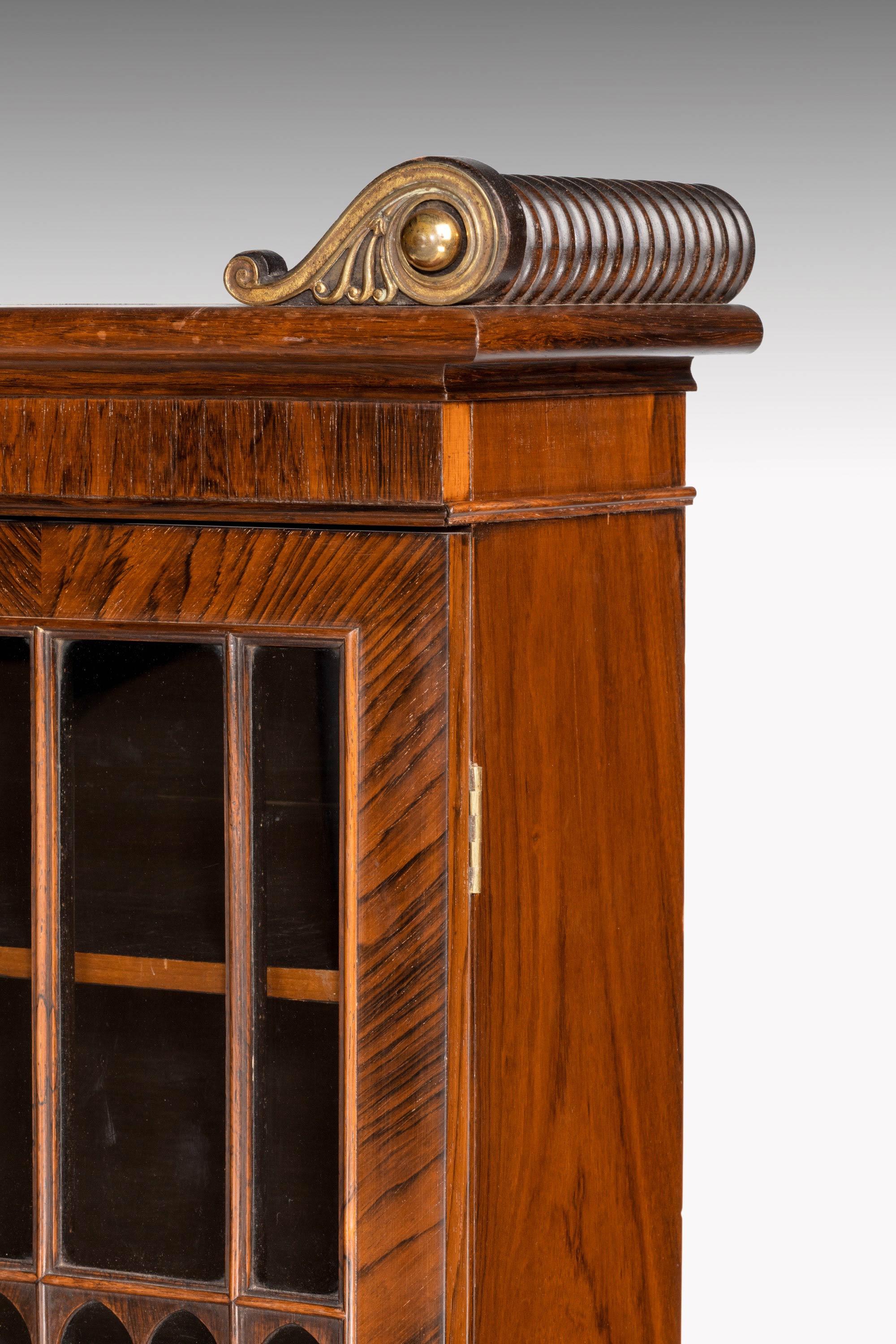 Early 19th Century Regency Period Rosewood Three Drawer Bookcase