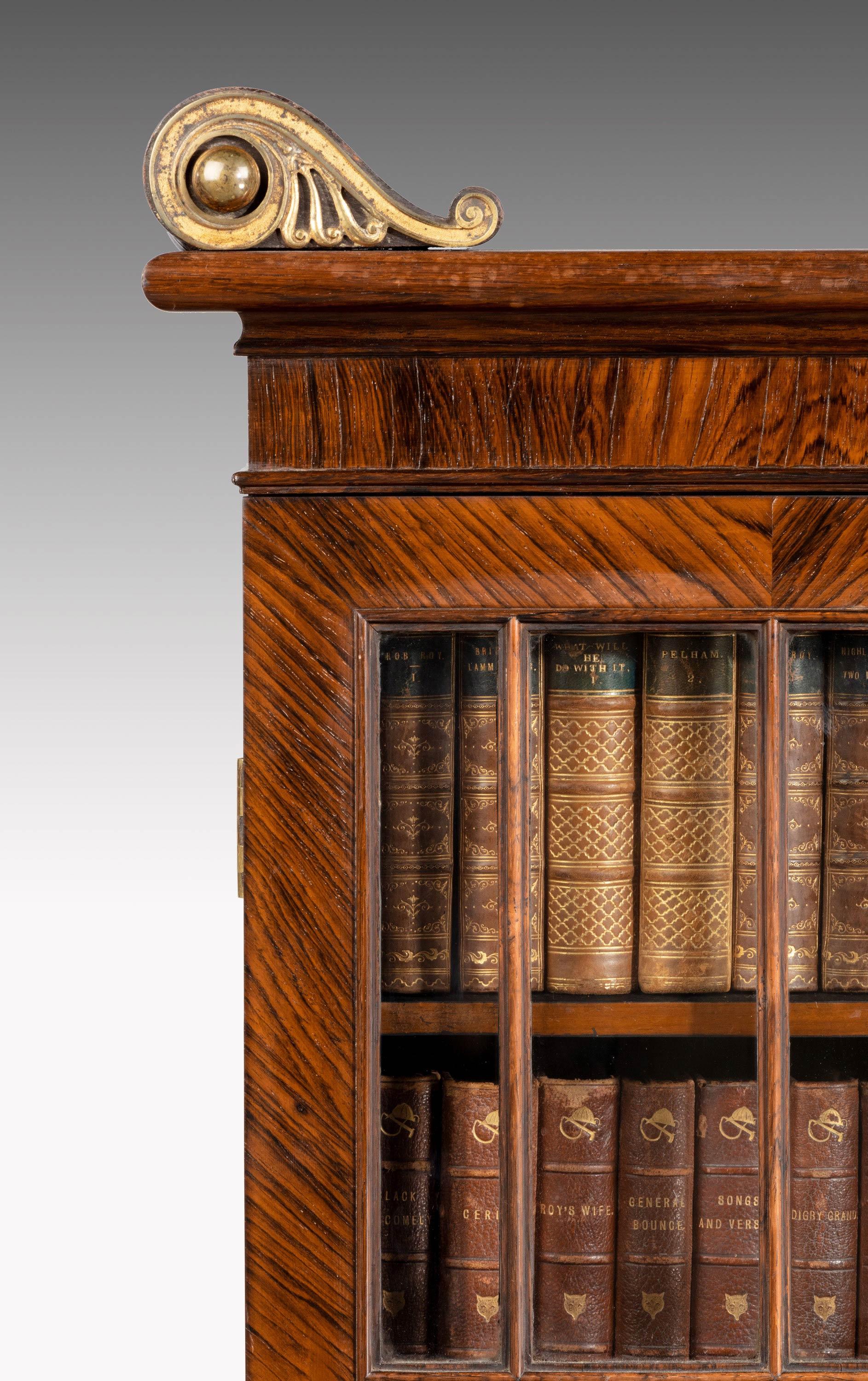 Regency Period Rosewood Three Drawer Bookcase 4