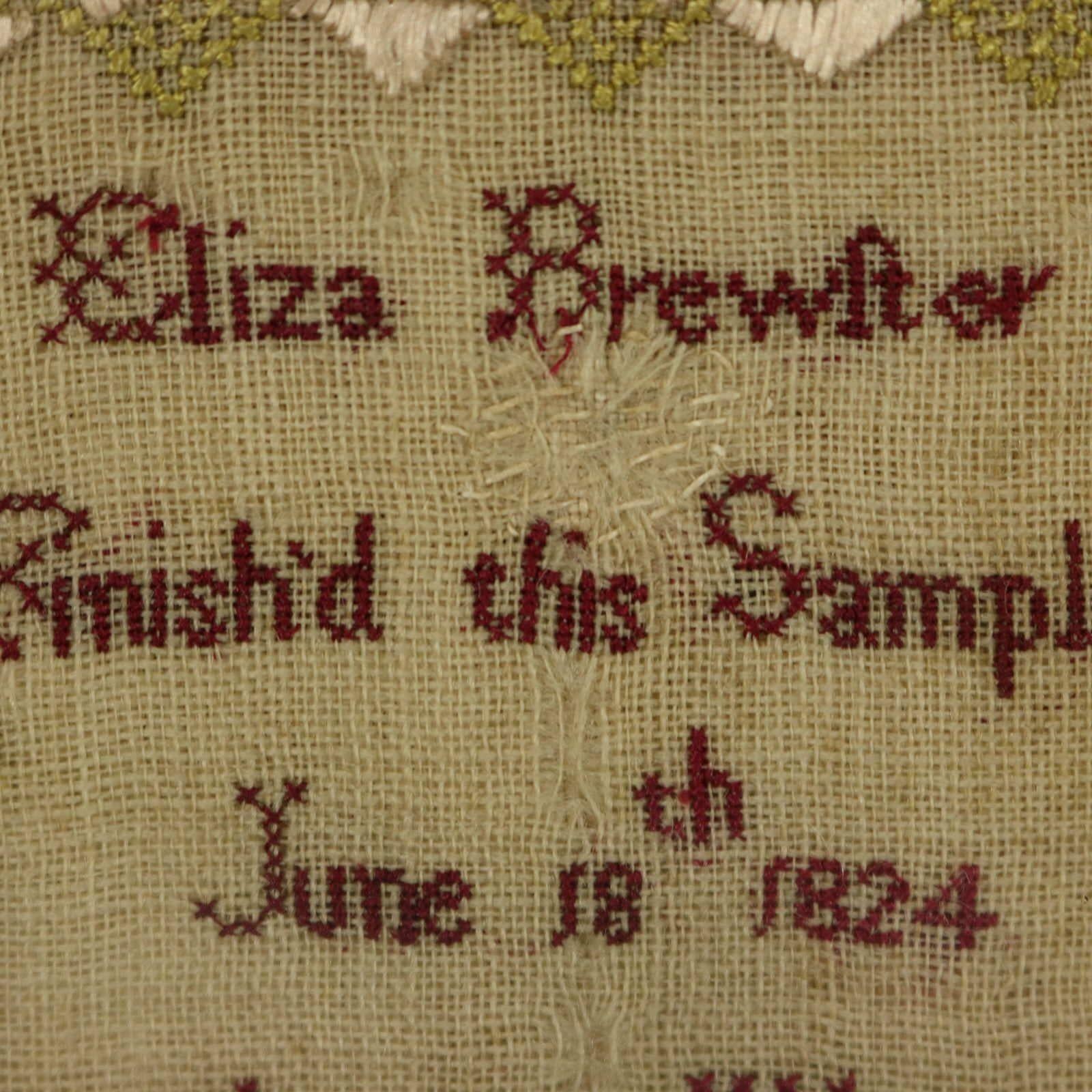 Regency Period Sampler, 1824, by Eliza Brewster For Sale 14