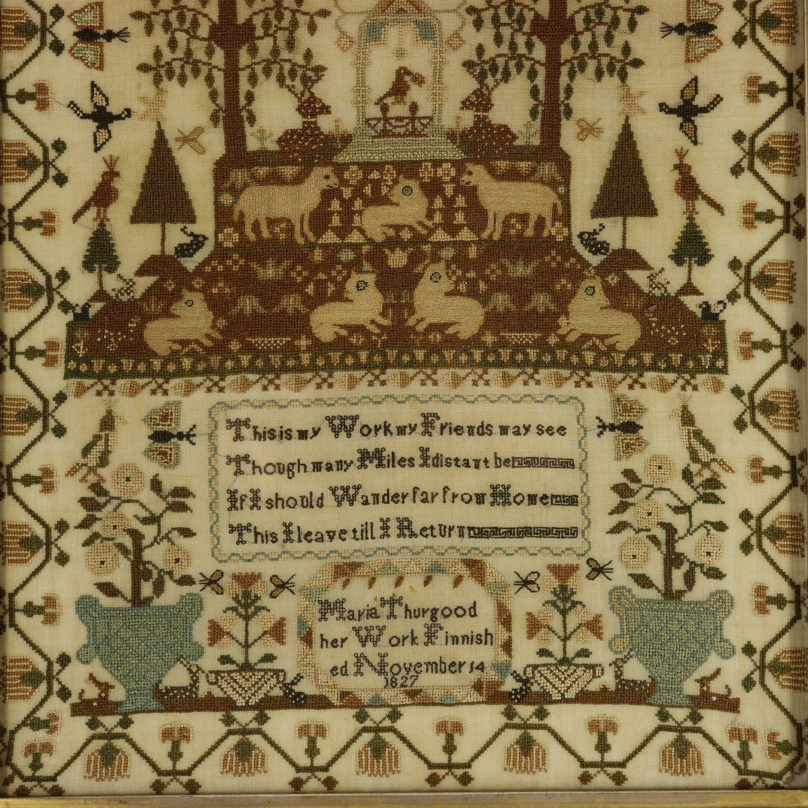 Regency Period Sampler, 1827, by Maria Thurgood im Zustand „Gut“ im Angebot in Chelmsford, Essex