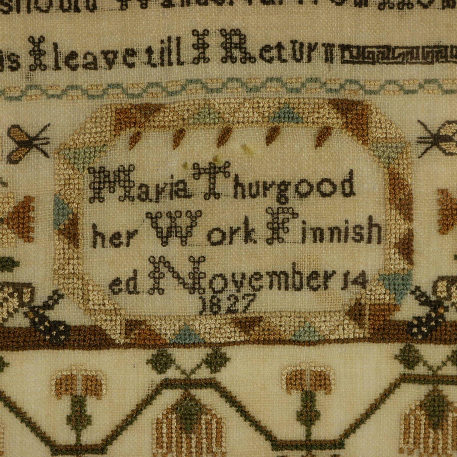 Regency Period Sampler, 1827, by Maria Thurgood im Angebot 1