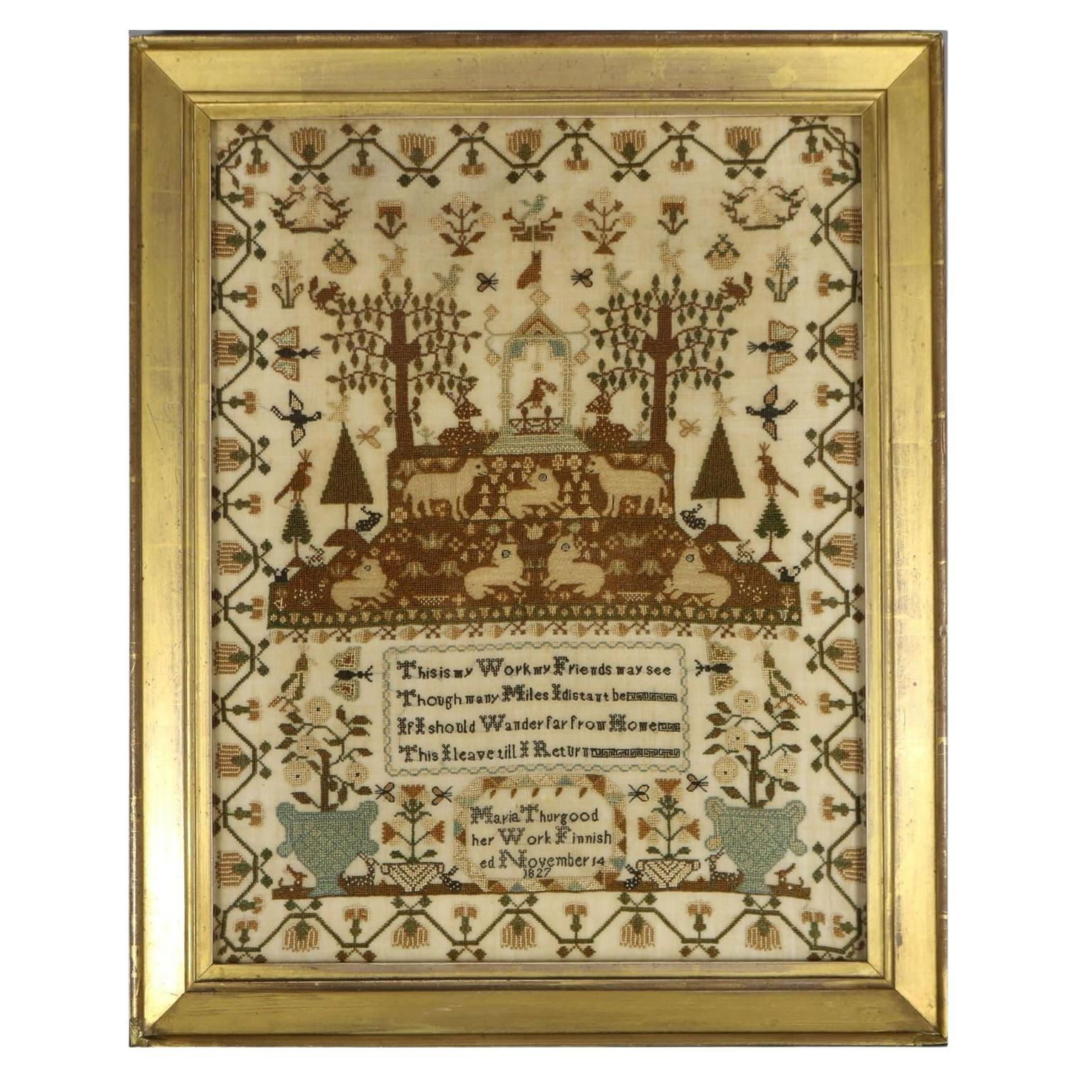 Regency Period Sampler, 1827, by Maria Thurgood