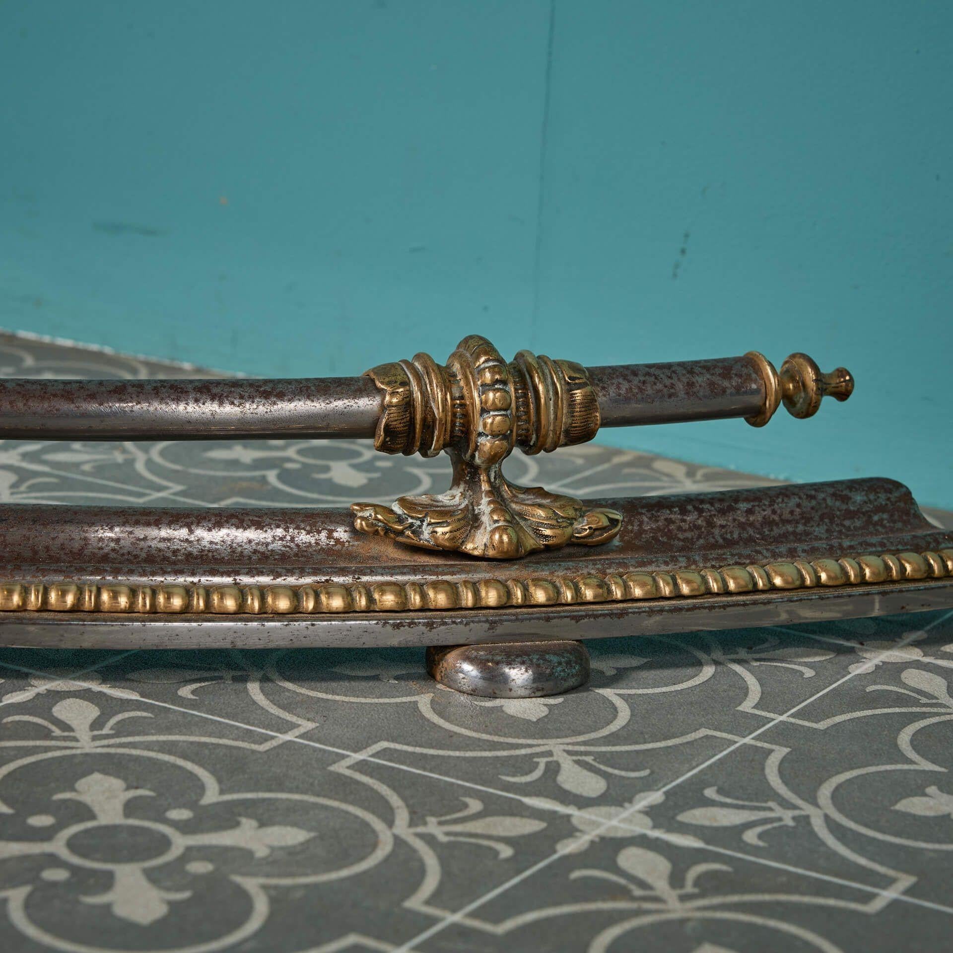 Georgiano Parafango per caminetto in acciaio lucido del periodo Regency a serpentina in vendita
