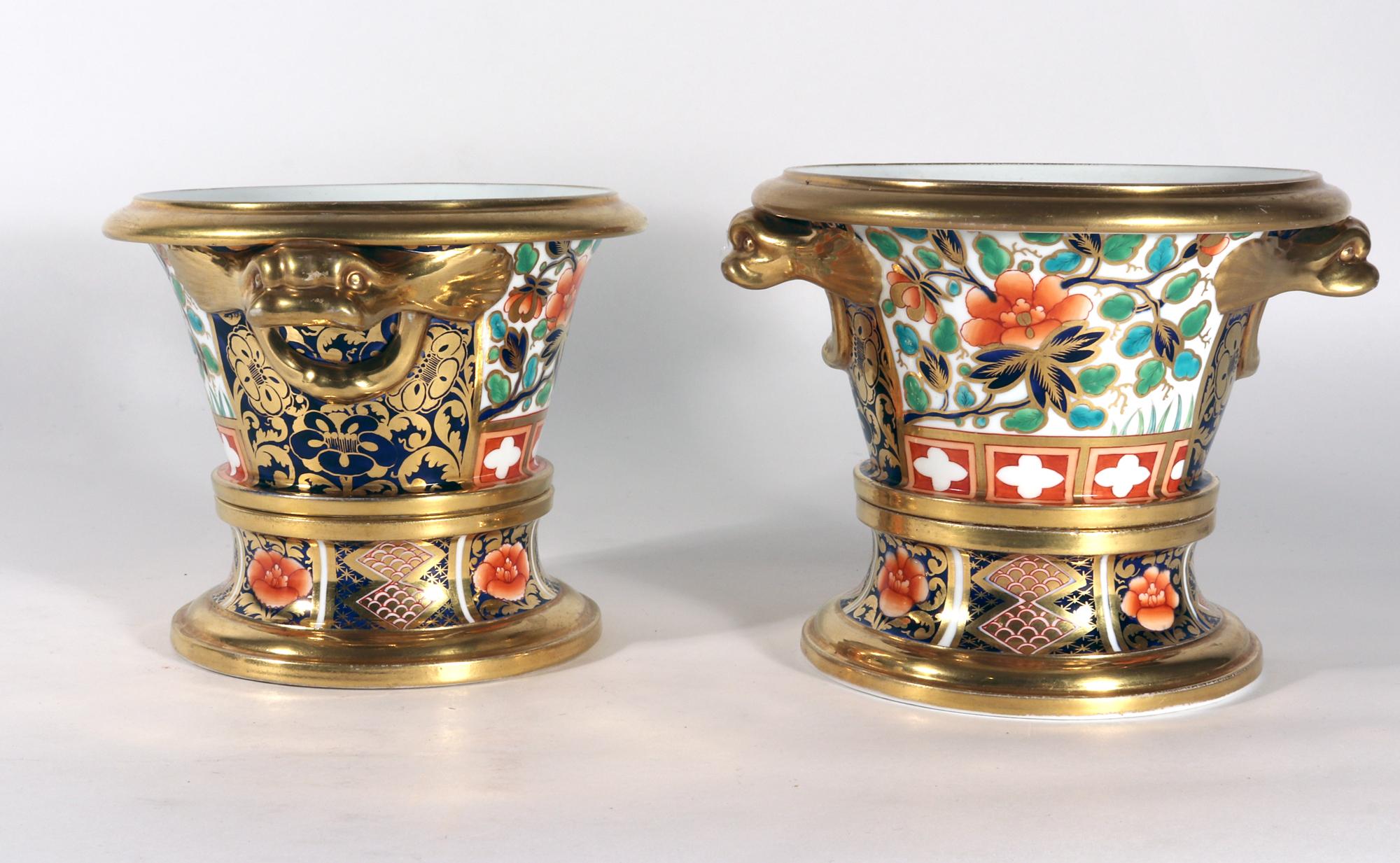 English Regency Period Spode Porcelain Japan pattern Cache Pots & Stands, Pattern #1250